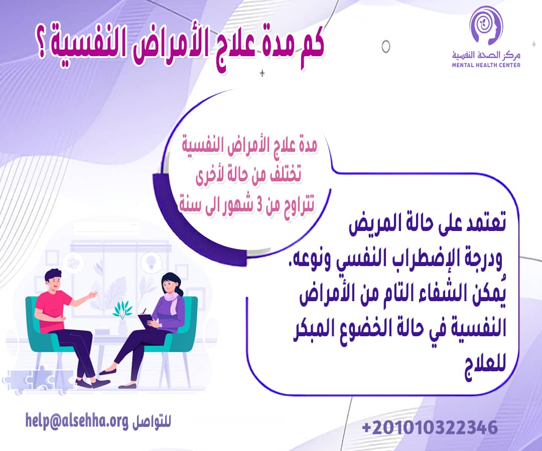 كم مدة علاج الأمراض النفسية ؟